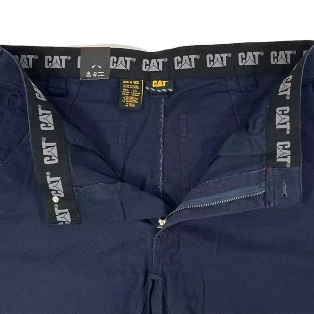CAT Caterpillar Flex Waistband Straight Leg Canvas Utility Work Pant Blue. 40x32 - Picture 3 of 5